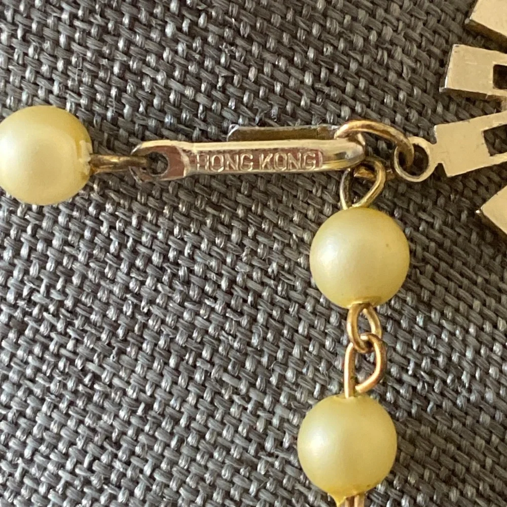 Vintage HONG KONG 3 Strand Yellows & Gold Colors Beaded Necklace